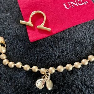 UNO de 50 original ring; gold plated;UNO de 50 gold filled brass chain bracelet.